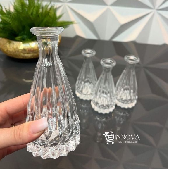 Kit 10 Vasos de Vidro Diamante Decorativo